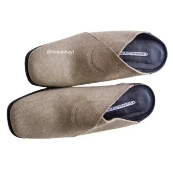 Donald J. Pliner Vanilla Girl Plazacore Tweed Twee Normcore Canvas Mule Loafers - Picture 7 of 8